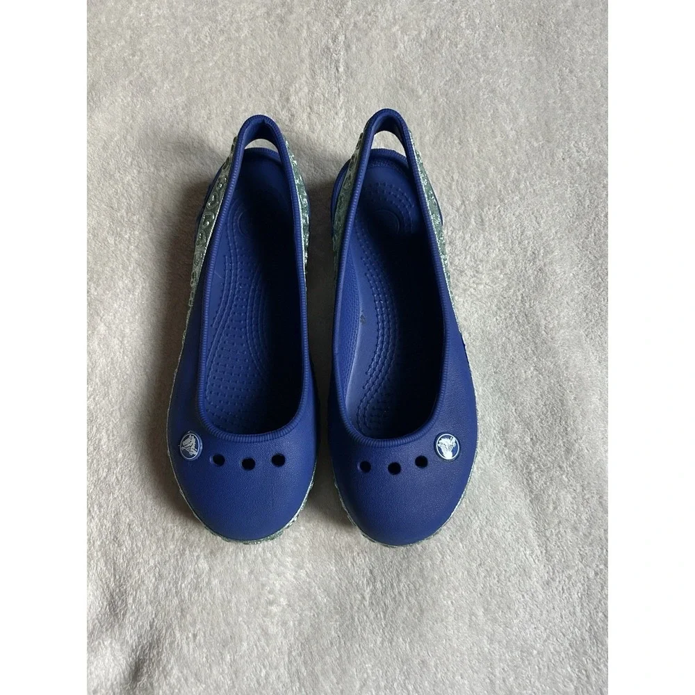 Crocs Kadee Stretched Sole Girls Ballet Flats Sz 3 (J3) Royal & Light Blue